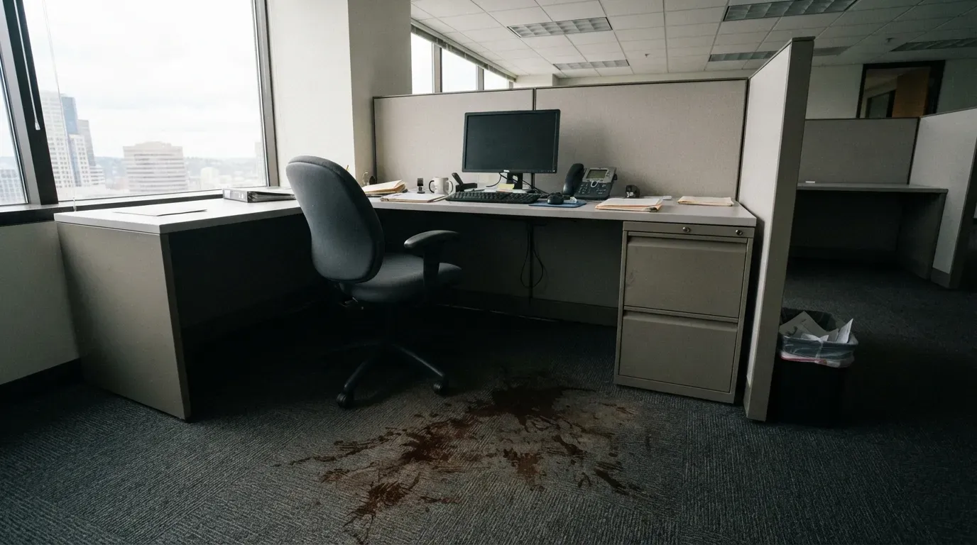 Window area before professional crime scene and biohazard cleanup in Seattle