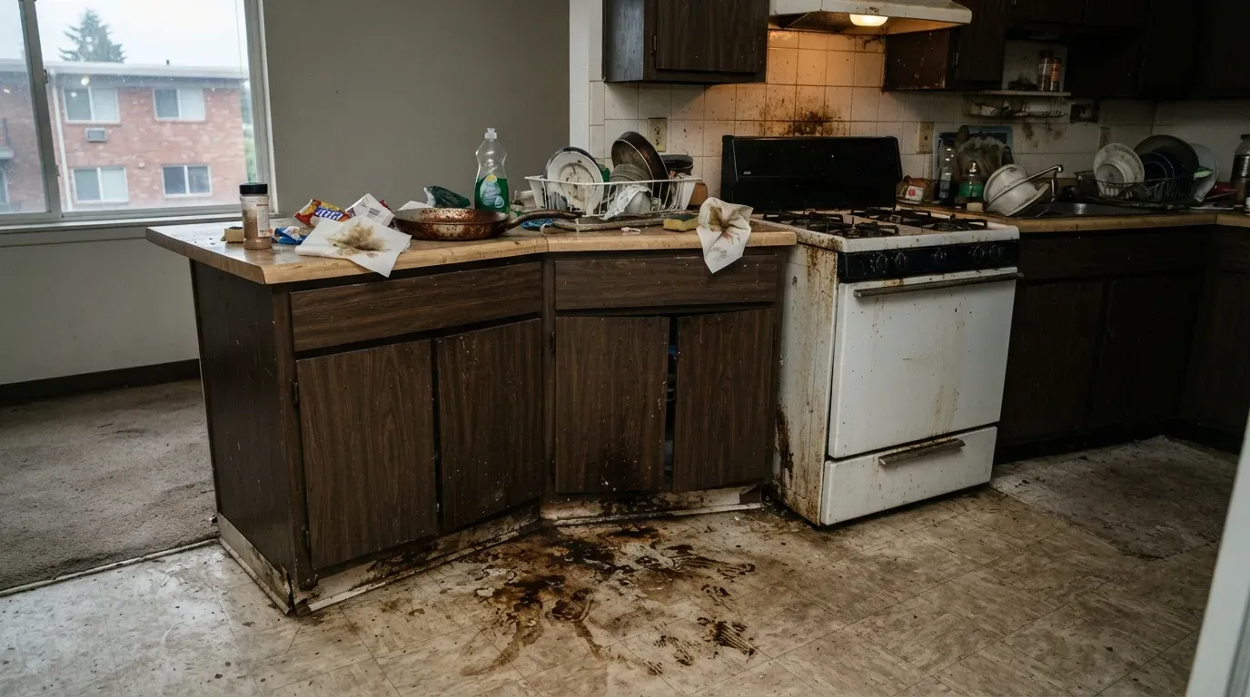 Seattle bedroom before professional crime scene and biohazard cleanup