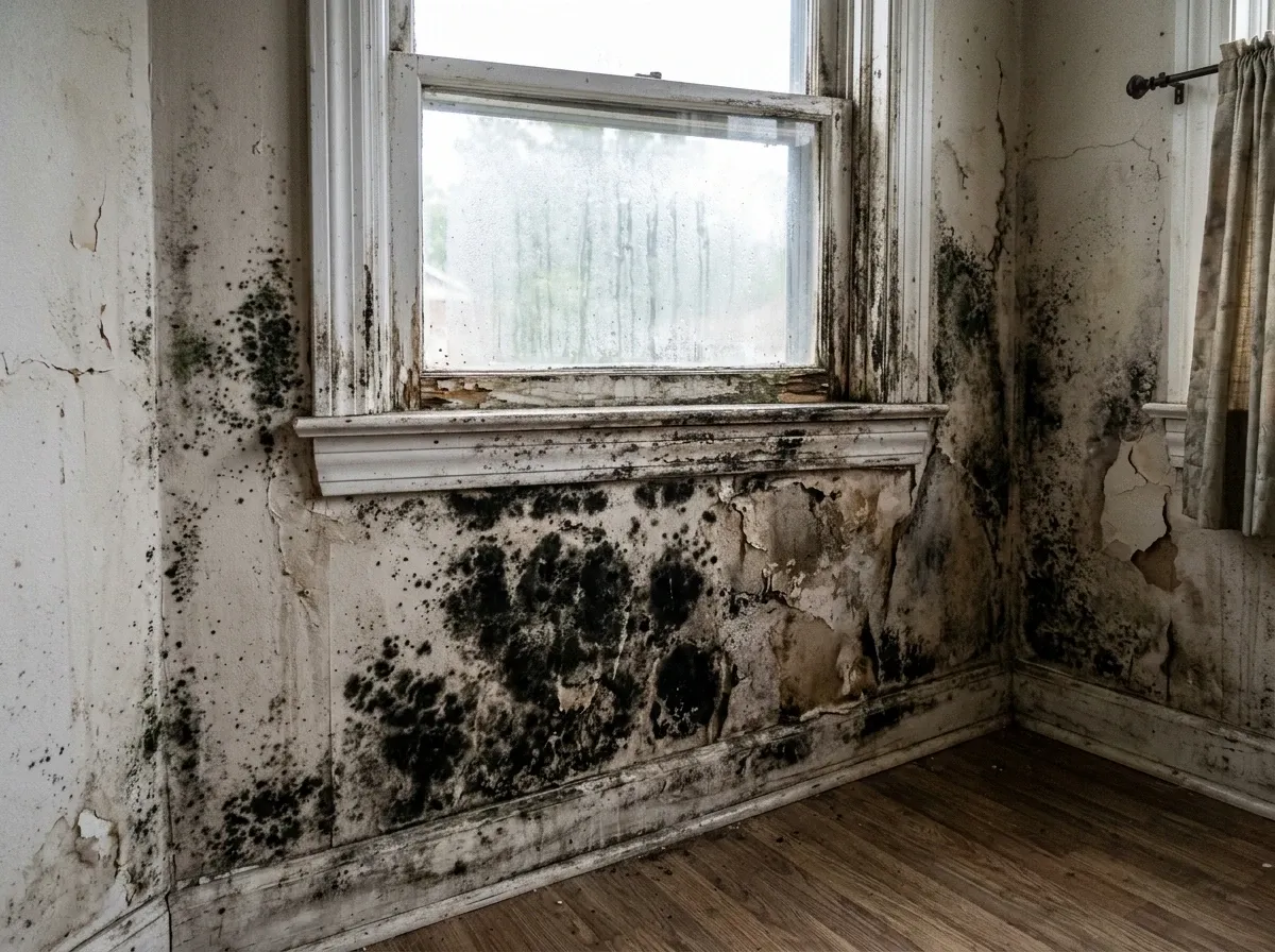Seattle window area with smoke and fire damage before restoration