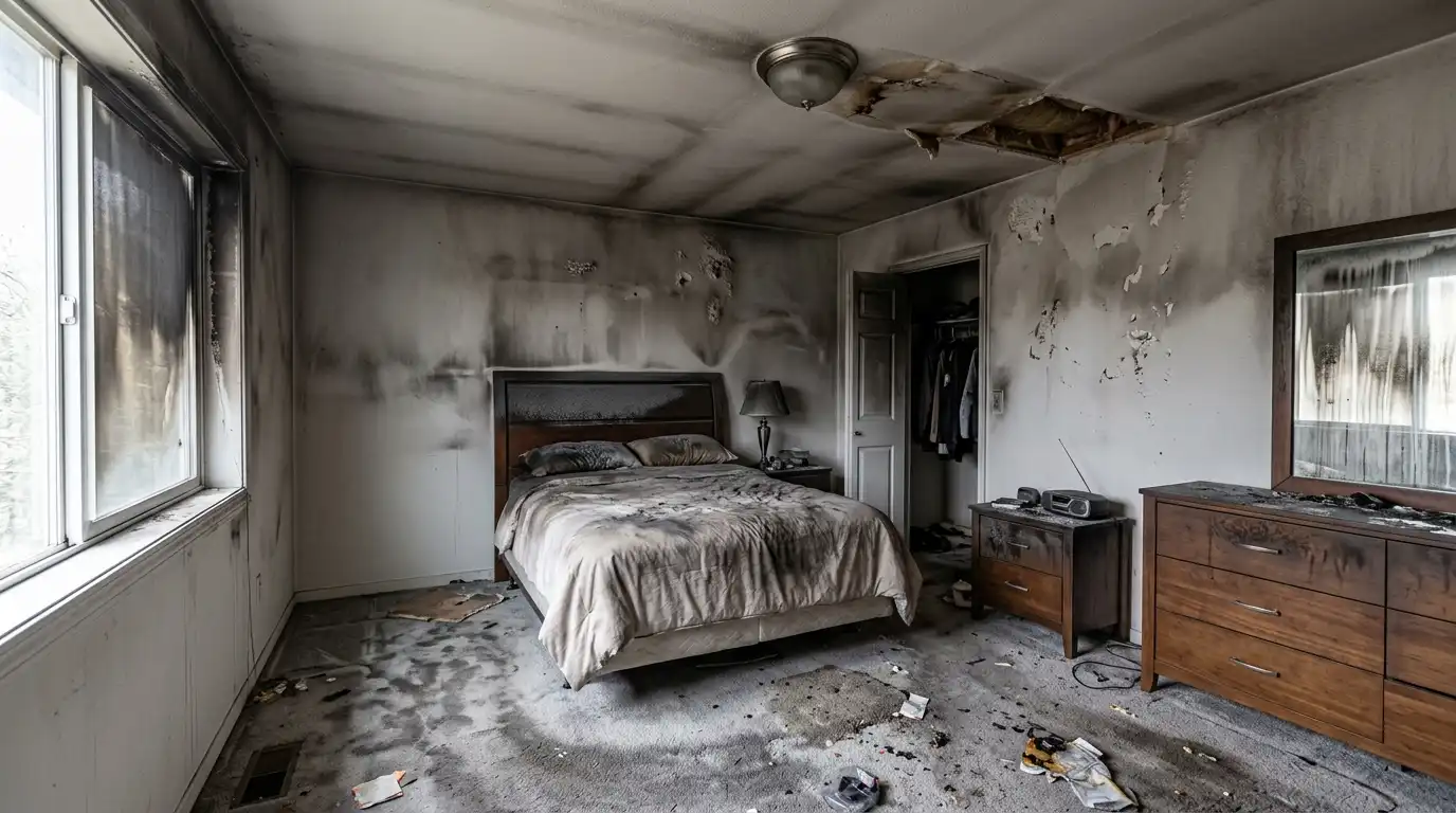 Fire and smoke damage after restoration