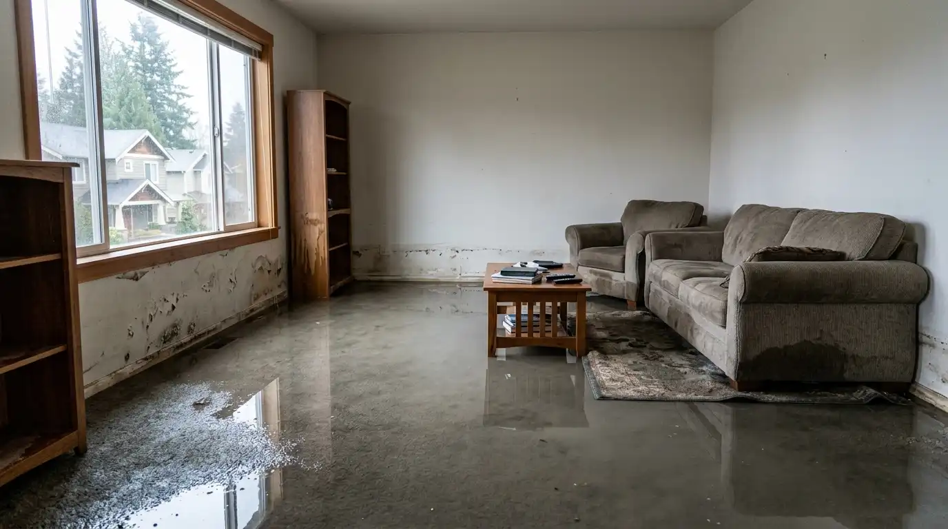 Flood damage after cleanup in Seattle